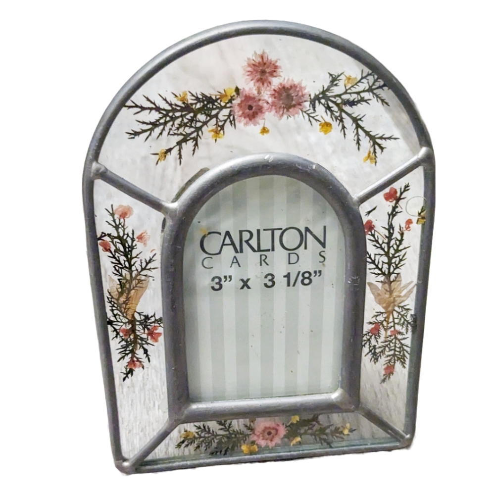 Carlton Cards 3" x 3 1/2" Leaded Glass Dried Pressed Flowers Picture Frames